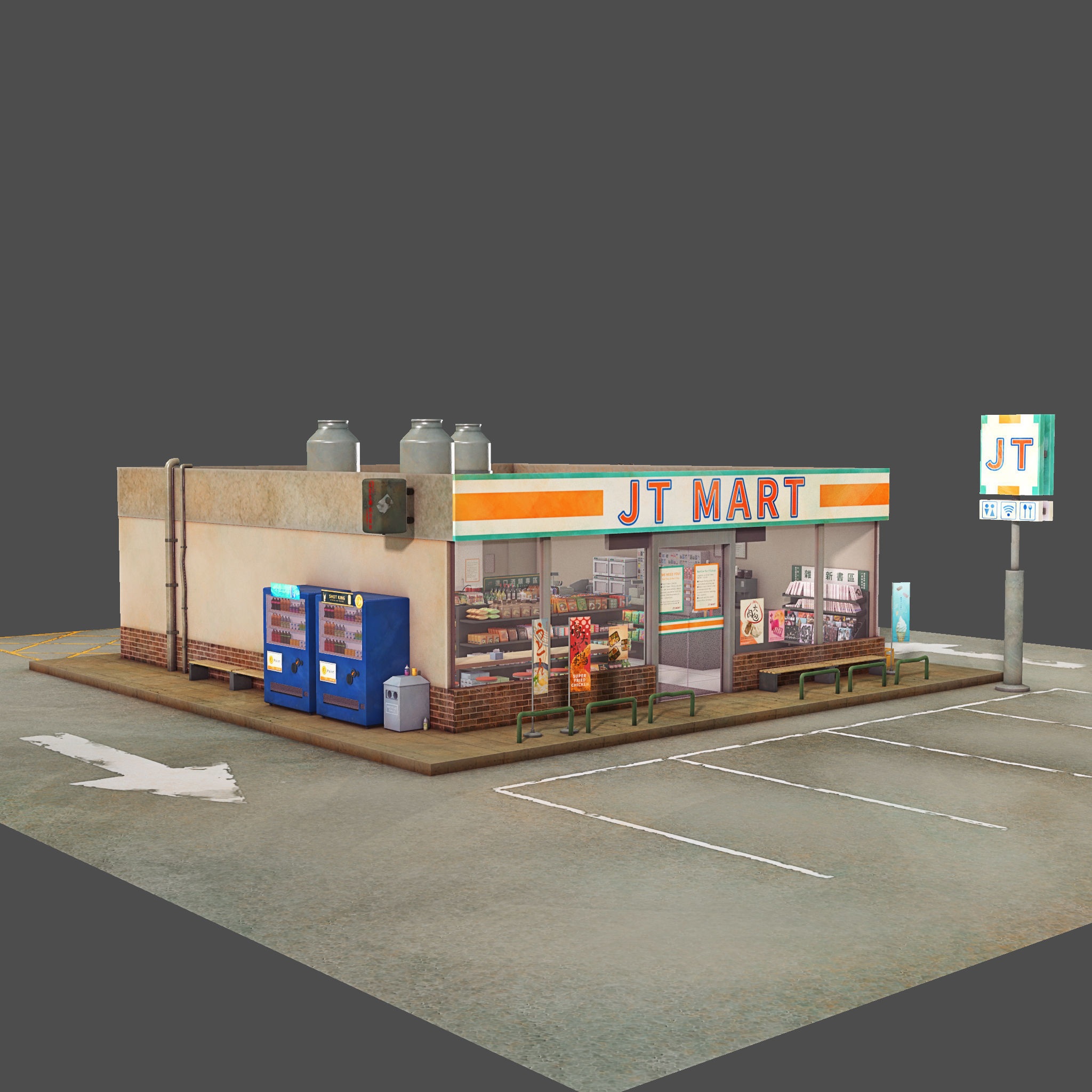 Convenience Store Low-poly 3D model_3