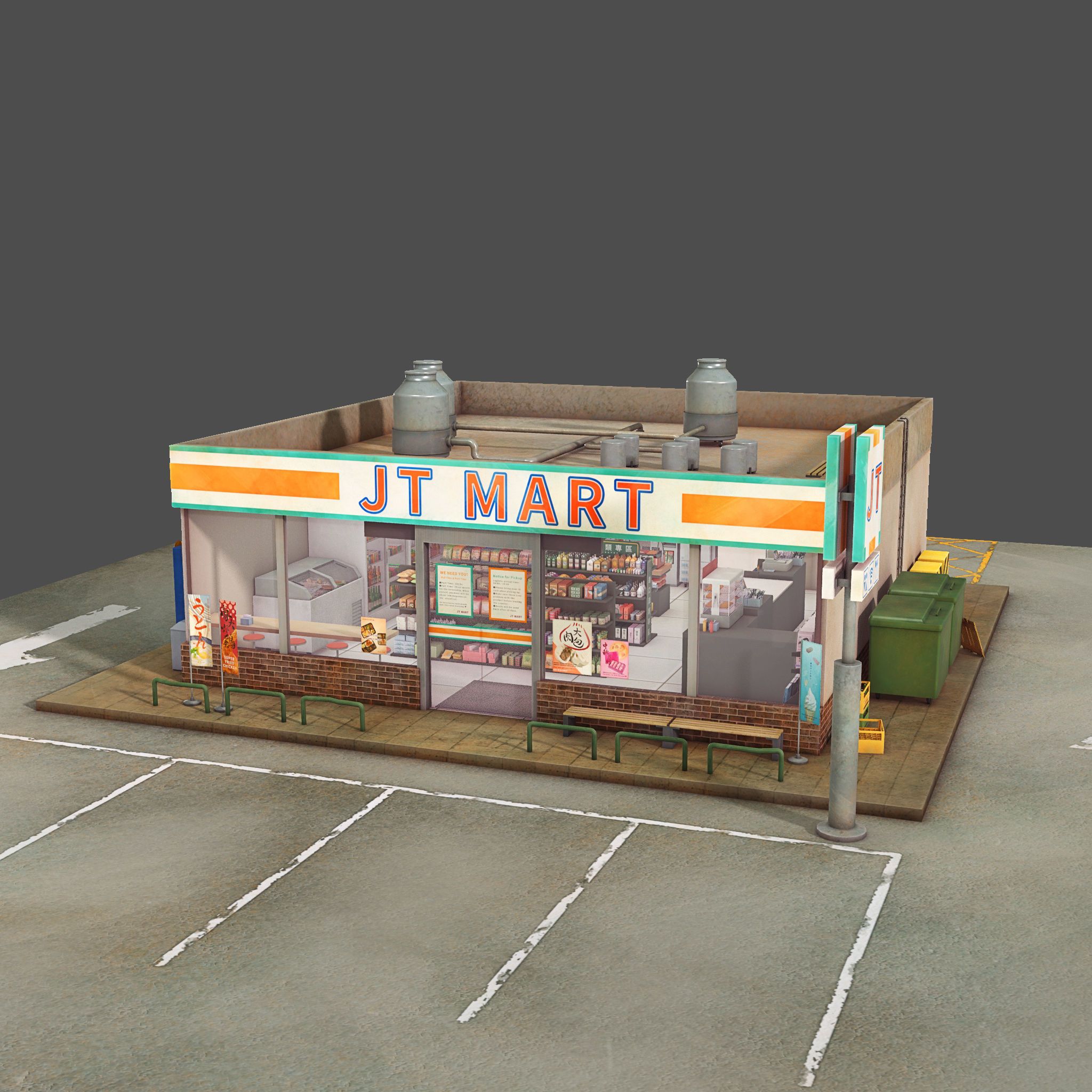 Convenience Store Low-poly 3D model_2