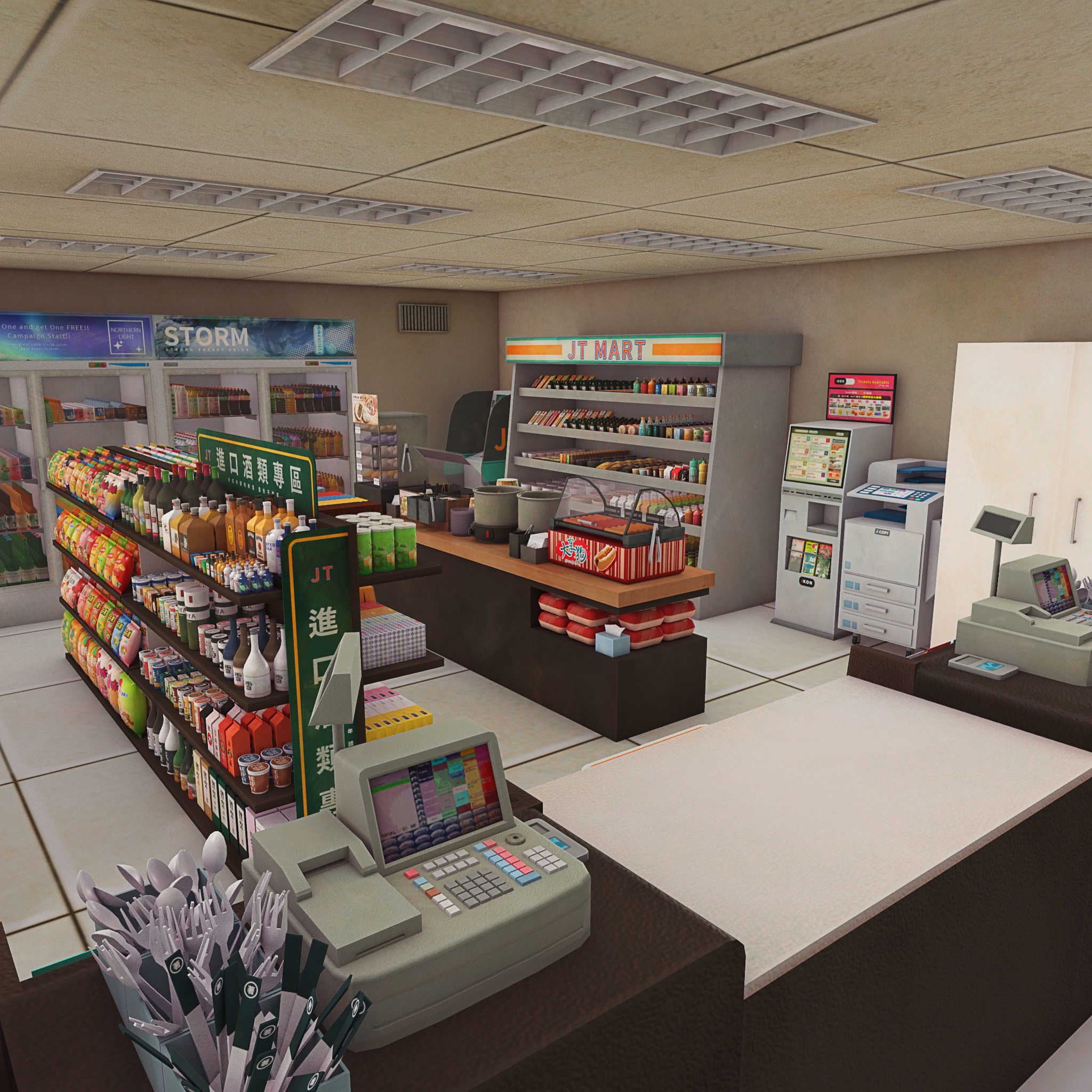 Convenience Store Low-poly 3D model_7