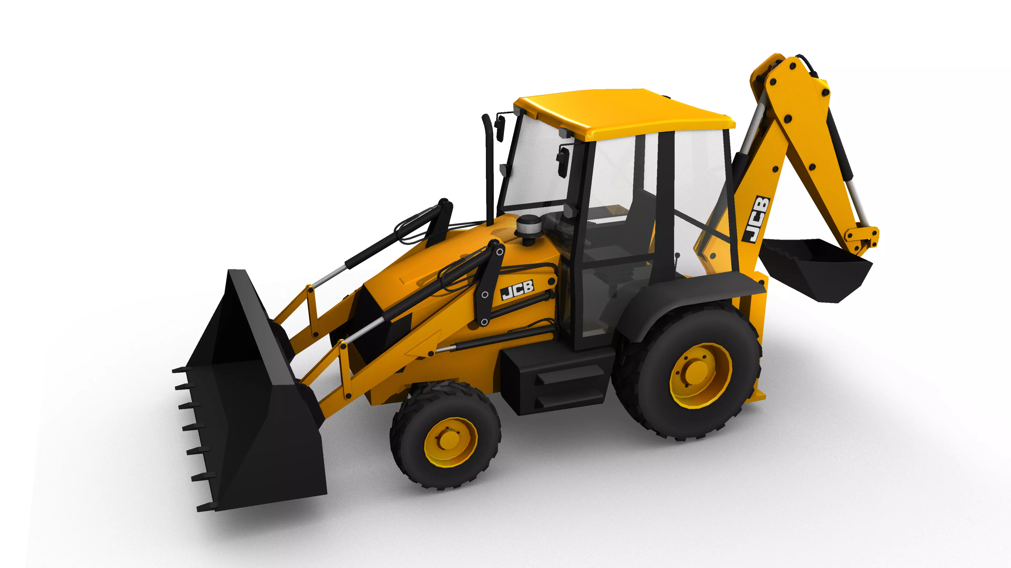 JCB Backhoe Loader model Low-poly 3D model_0