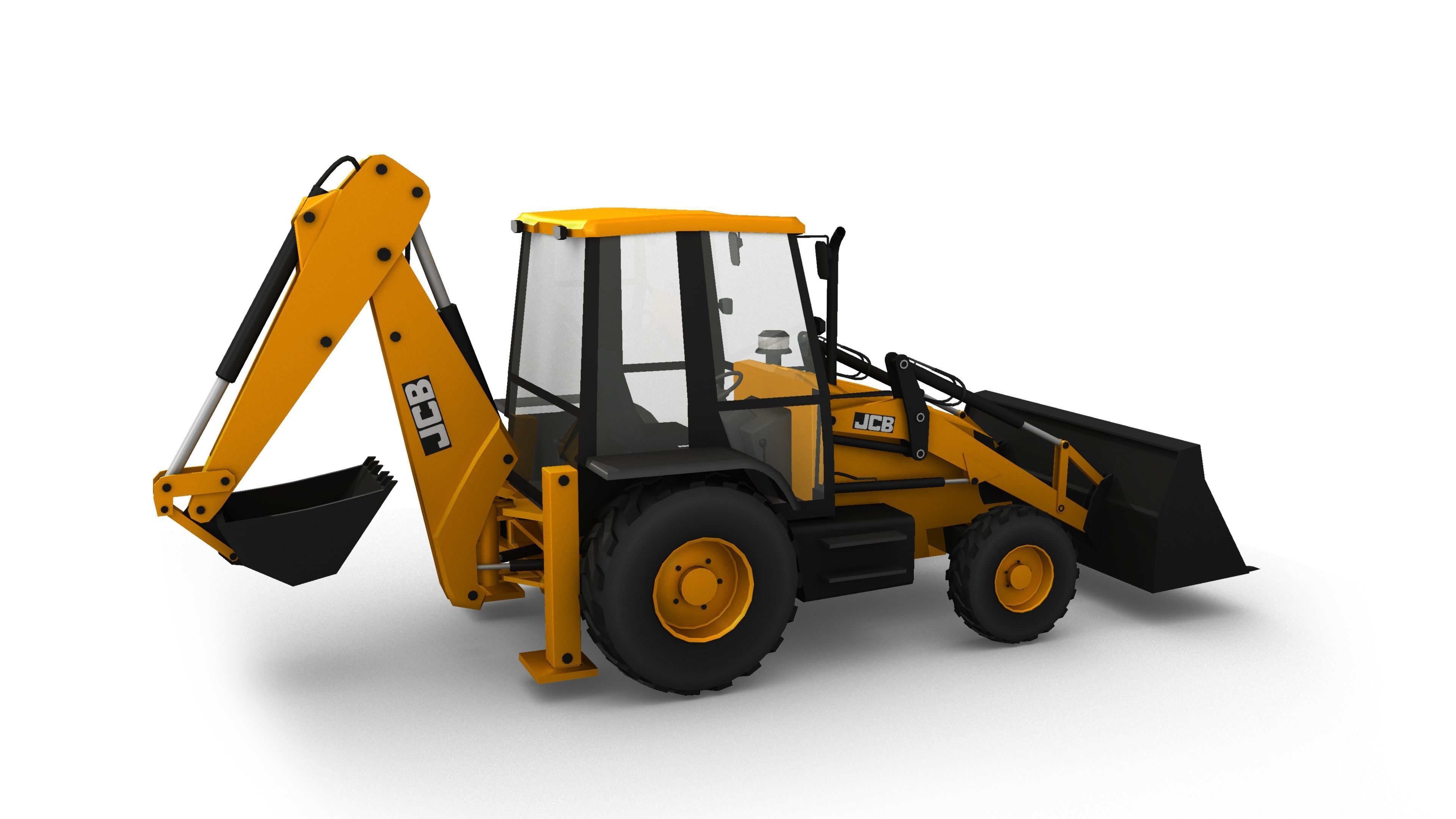JCB Backhoe Loader model Low-poly 3D model_2