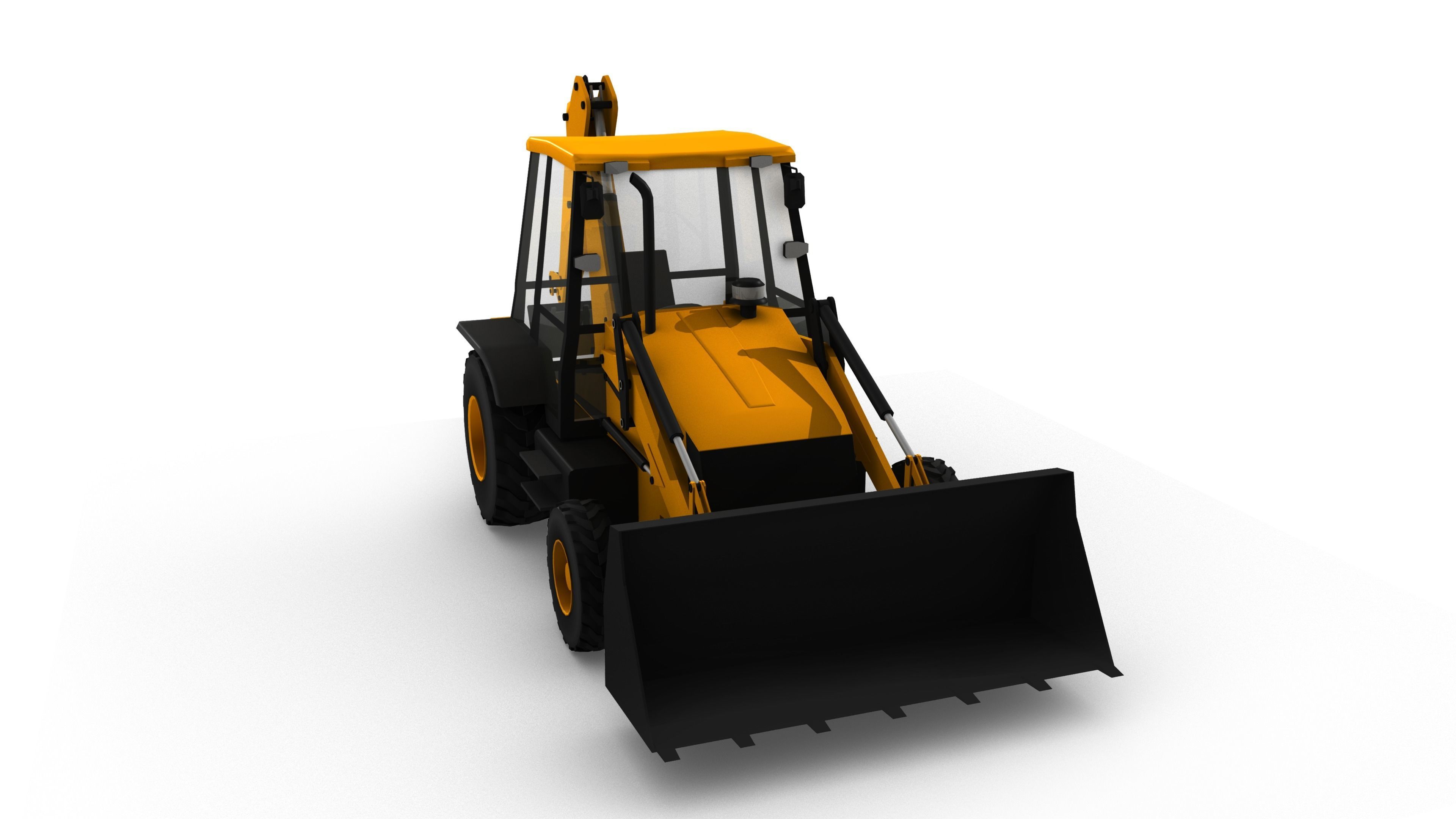 JCB Backhoe Loader model Low-poly 3D model_3