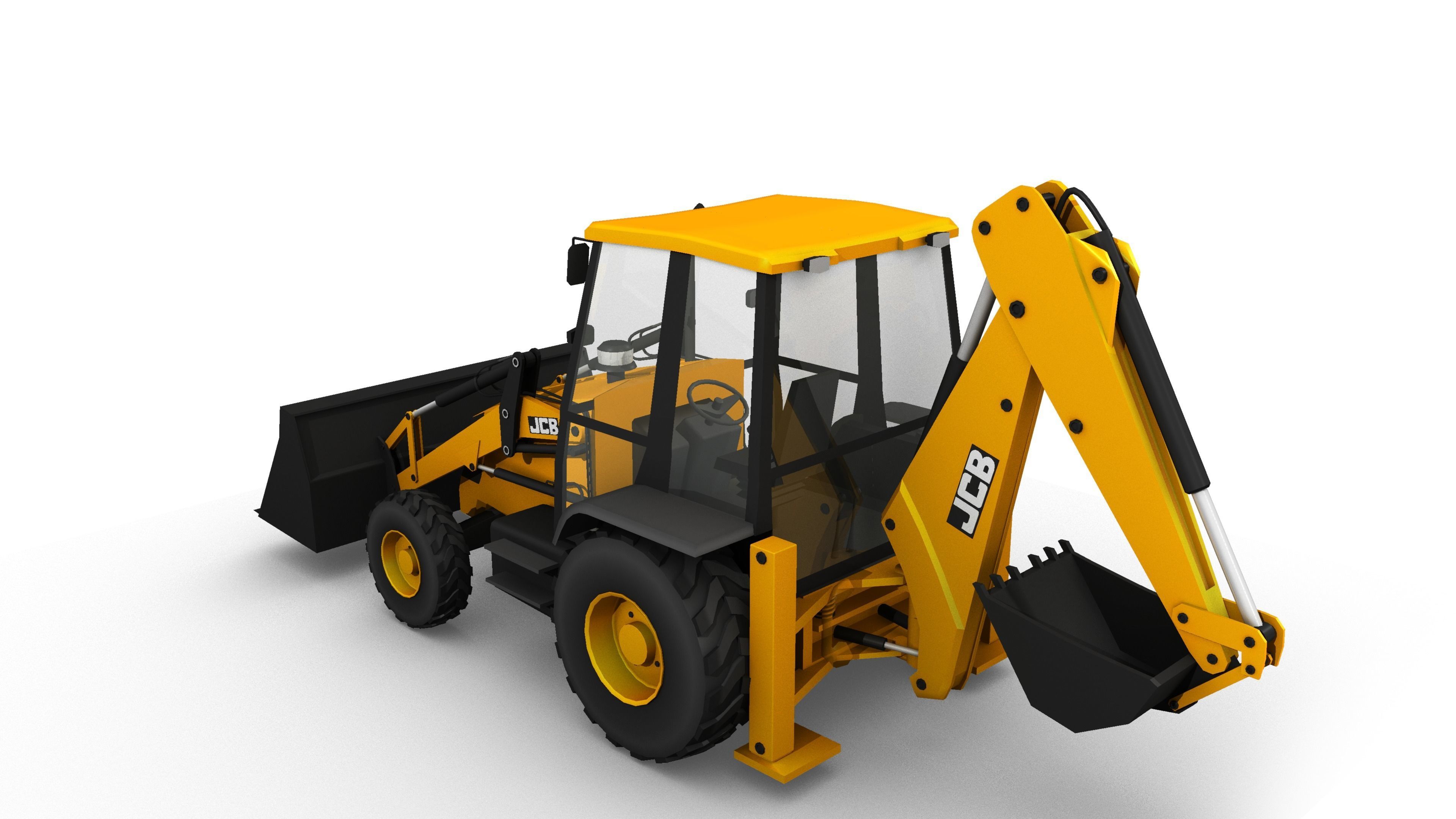 JCB Backhoe Loader model Low-poly 3D model_1