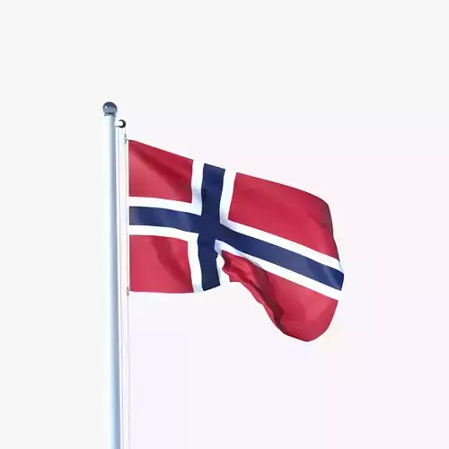 Animated Flag of Norway Low-poly 3D model