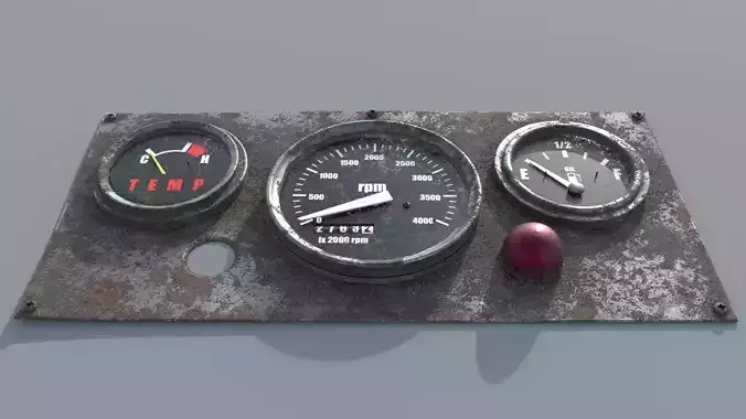 Old Dashboard Mile of construction roller  truck