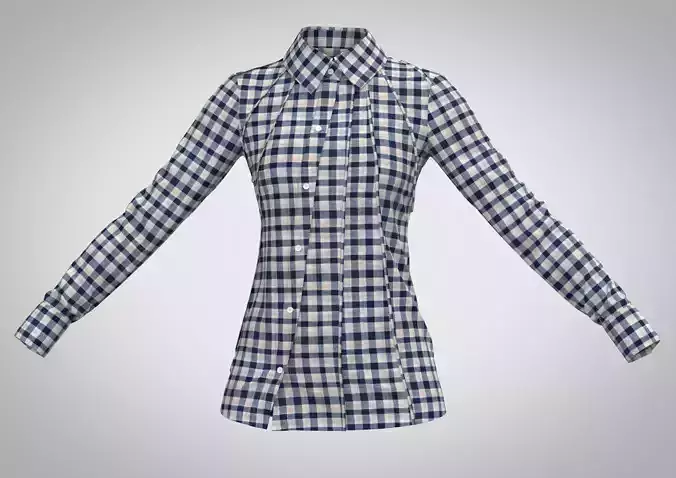 STYLISH INDIGO CHECKED ASYMETRIC SHIRT 