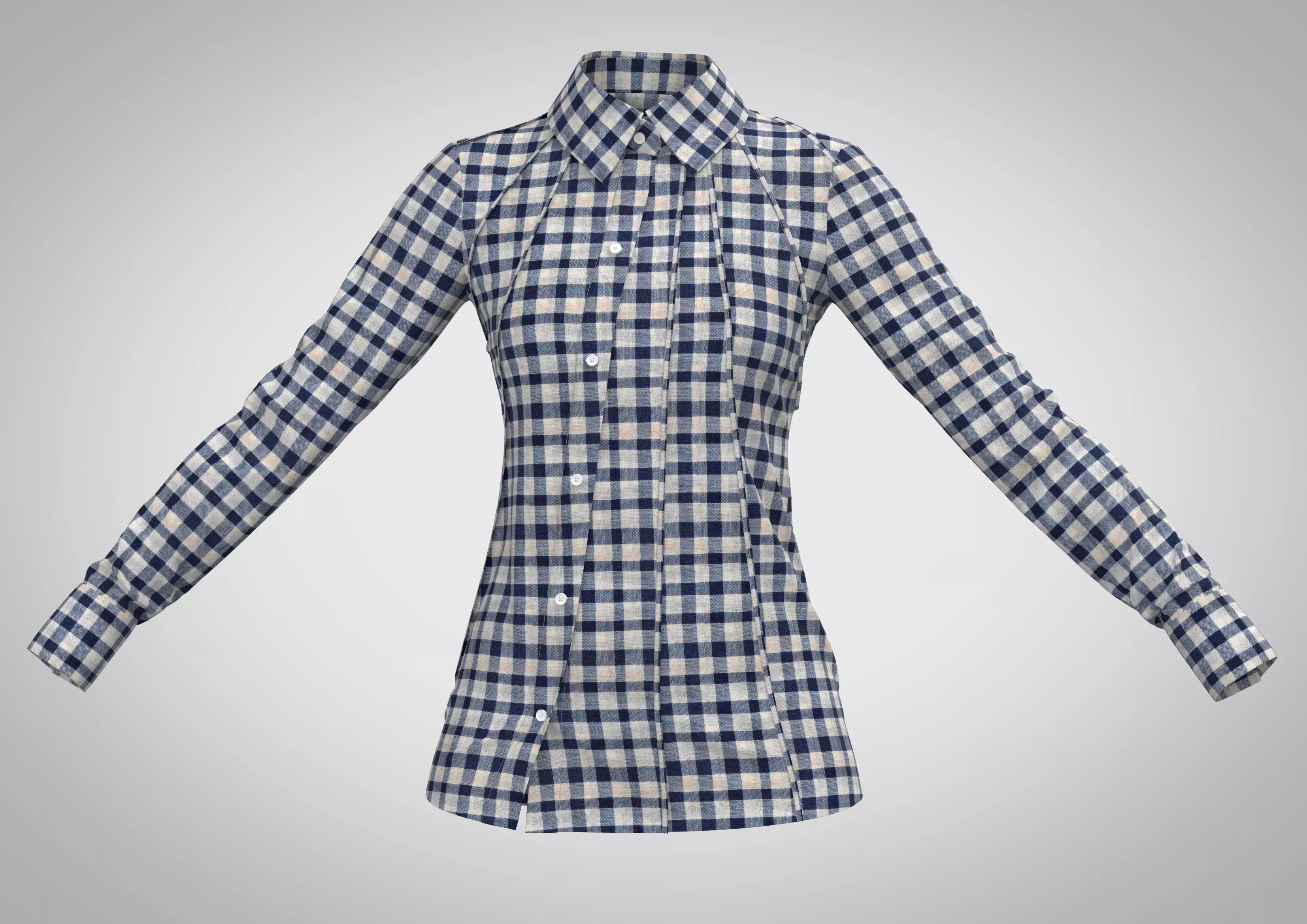 STYLISH INDIGO CHECKED ASYMETRIC SHIRT Low-poly 3D model