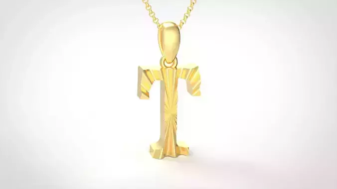 Model 436 Alphabets Necklace  The Letter T Necklace Wave 3D print model