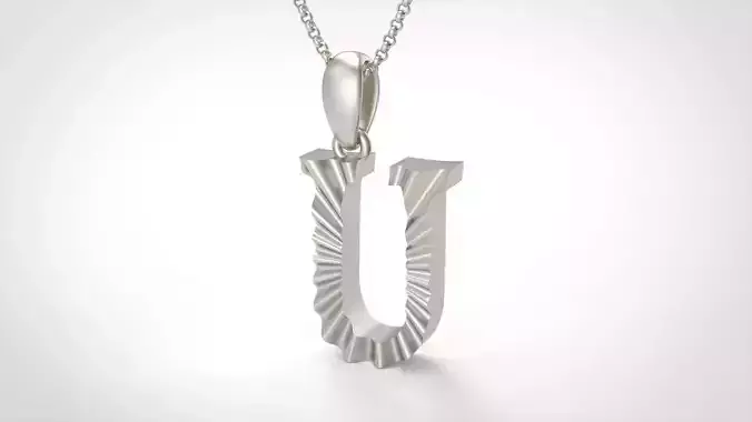 Model 437 Alphabets Necklace  The Letter U Necklace Wave 3D print model