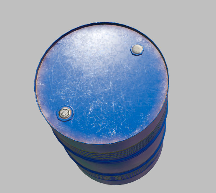 barrel metal blue Low-poly 3D model_1