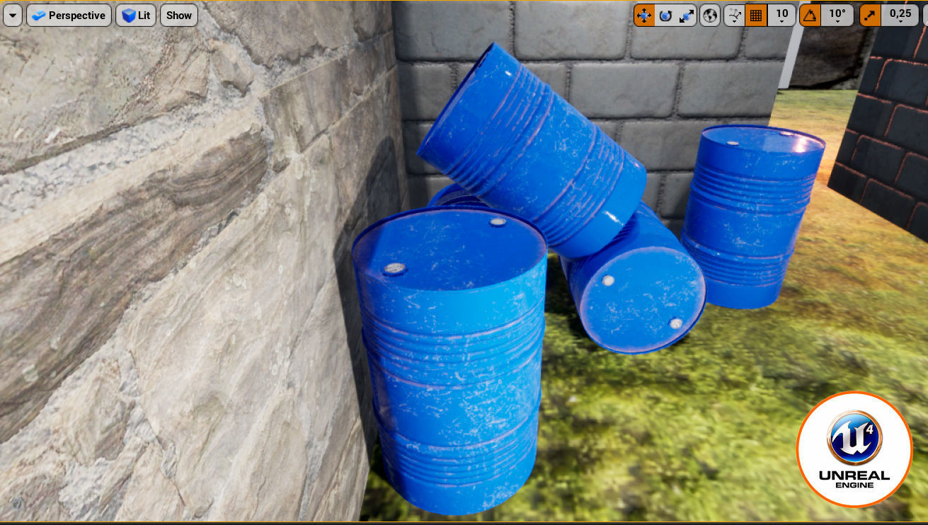 barrel metal blue Low-poly 3D model_3