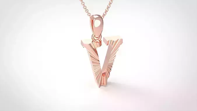 Model 438 Alphabets Necklace  The Letter V Necklace Wave 3D print model