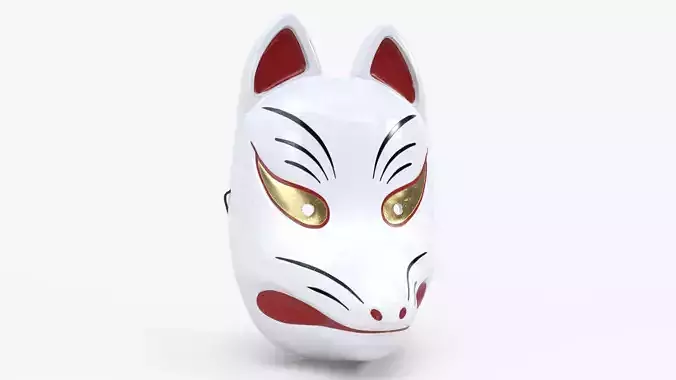 Japanese Kitsune mask Low-poly 3D model