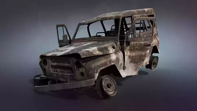 UAZ-3151 Burnt Low-poly 3D model