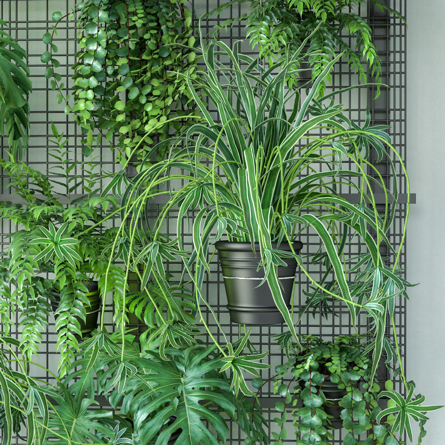 Wall Grid Plant Pot 4 3D model_3