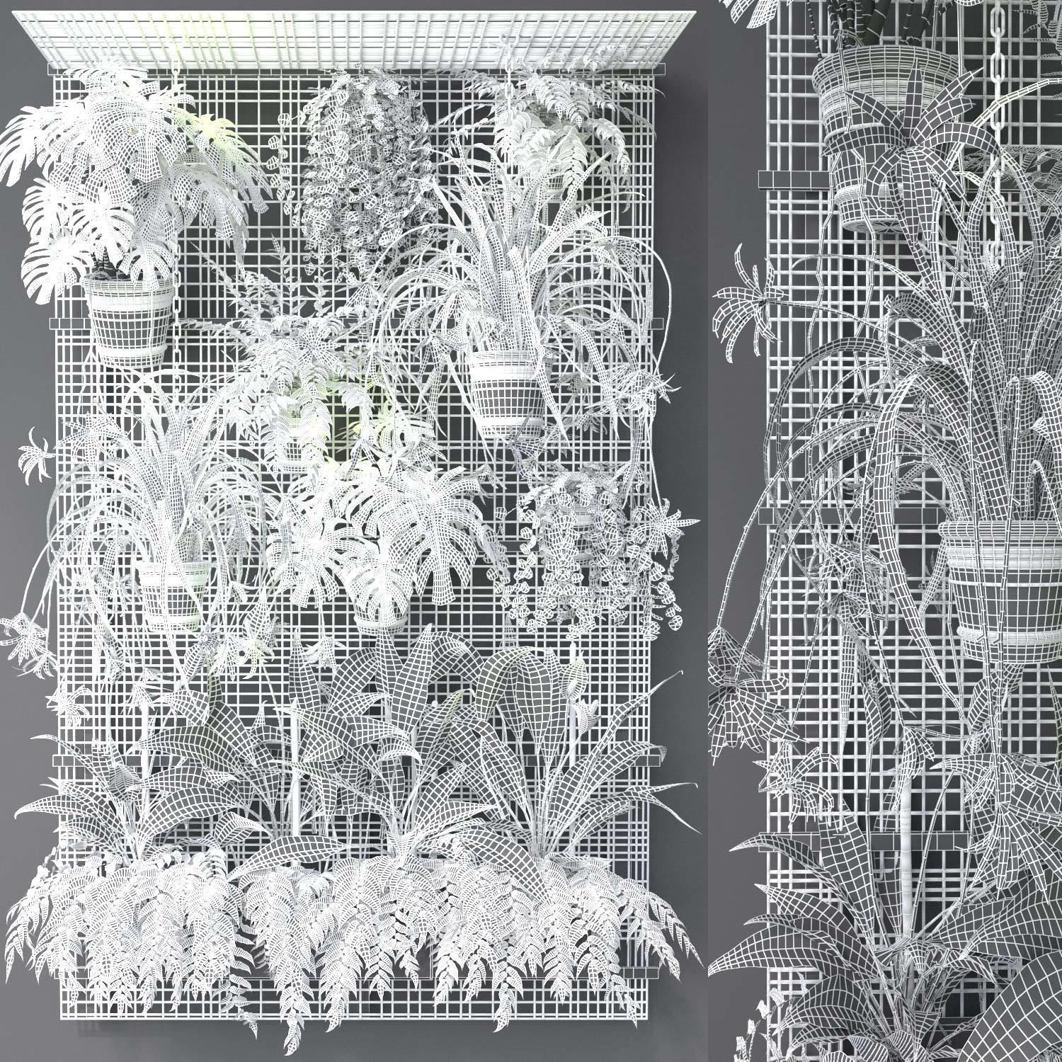 Wall Grid Plant Pot 4 3D model_4