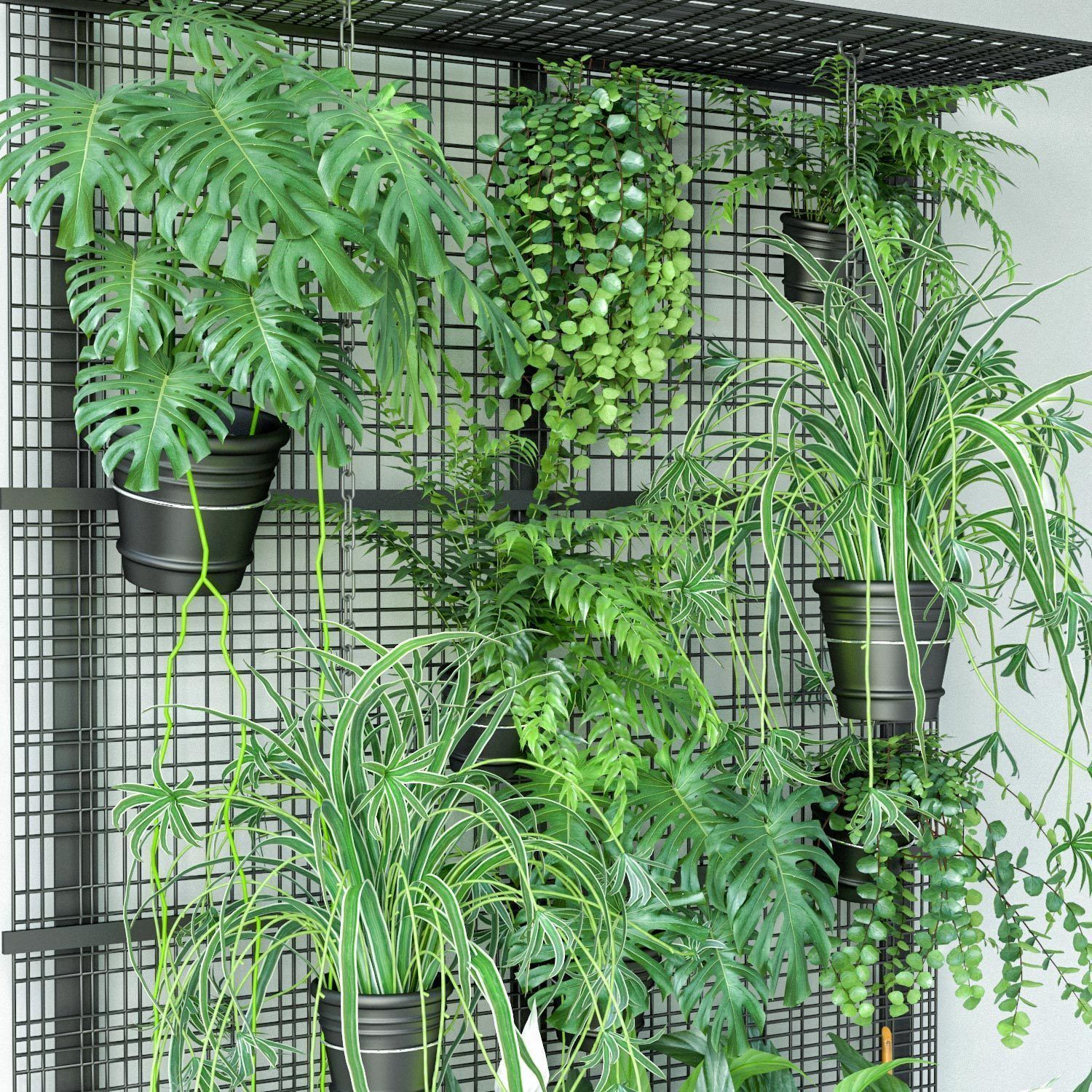 Wall Grid Plant Pot 4 3D model_2