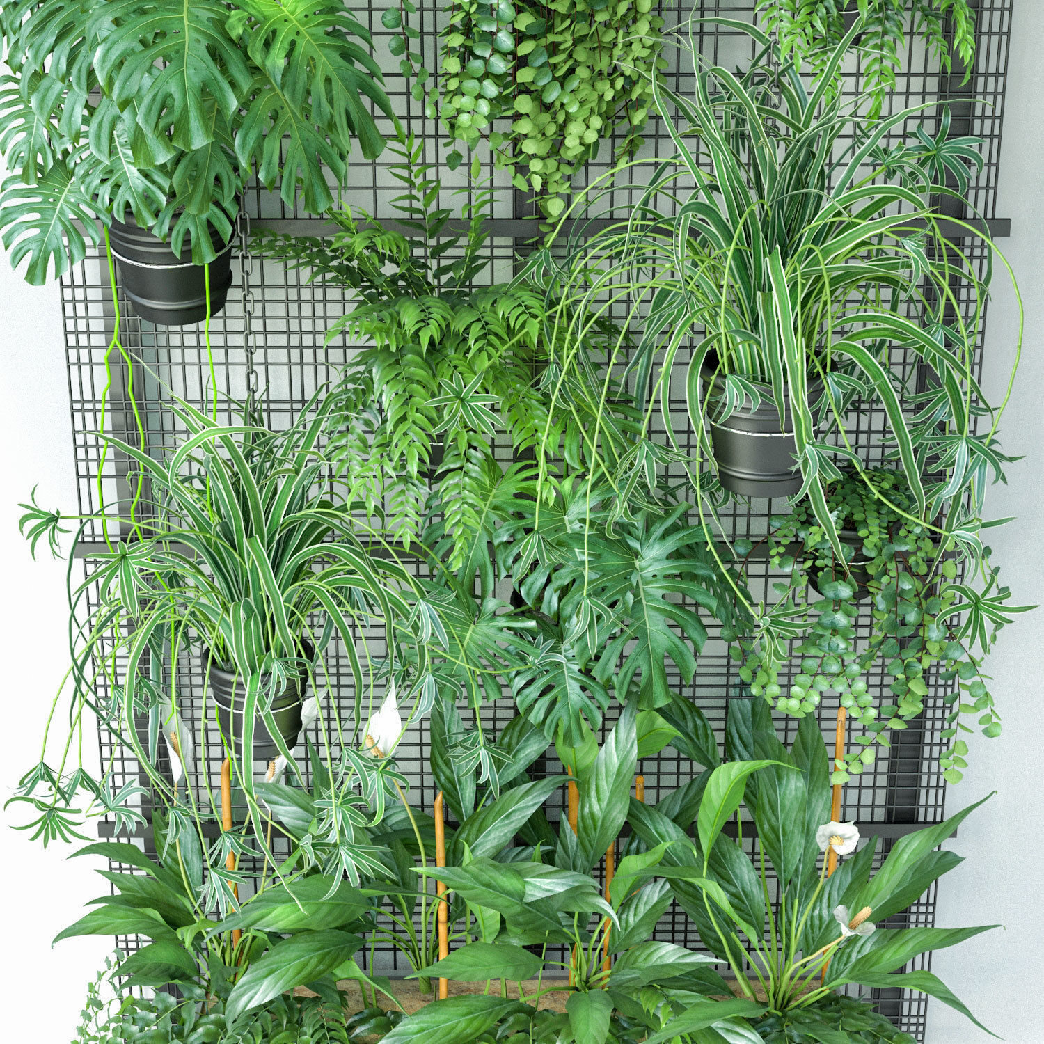 Wall Grid Plant Pot 4 3D model_1