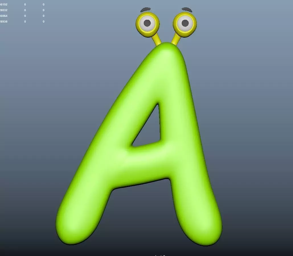 Alphabet A Character 3d with blend Shapes ready to animate 3D model