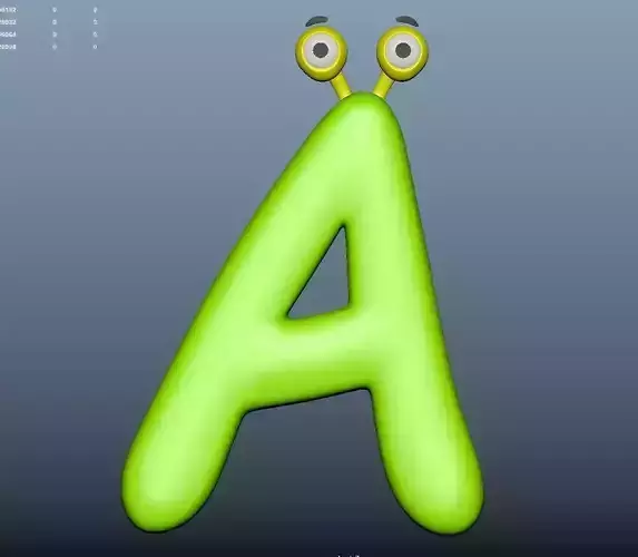 Alphabet A Character 3d with blend Shapes ready to animate