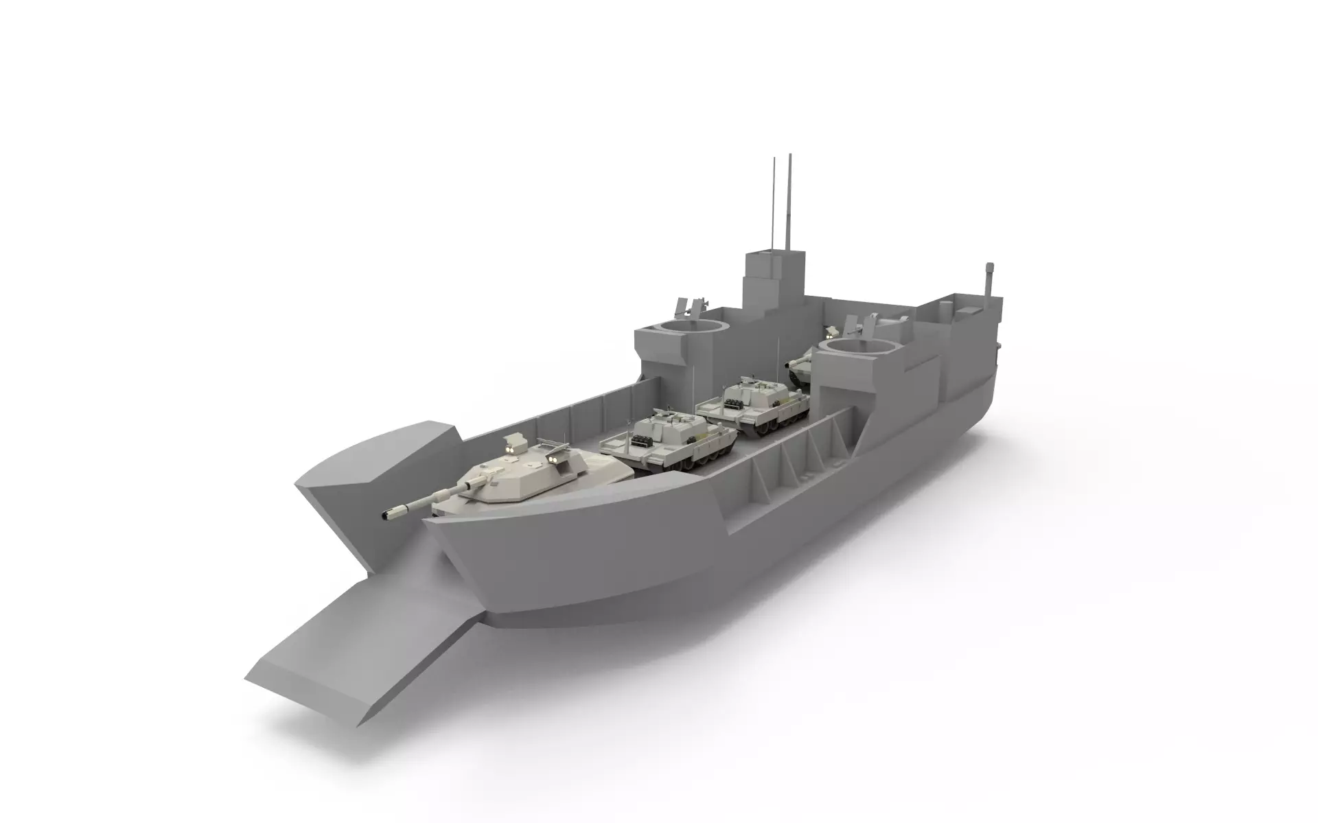 Landing Ship tank 3D model_0