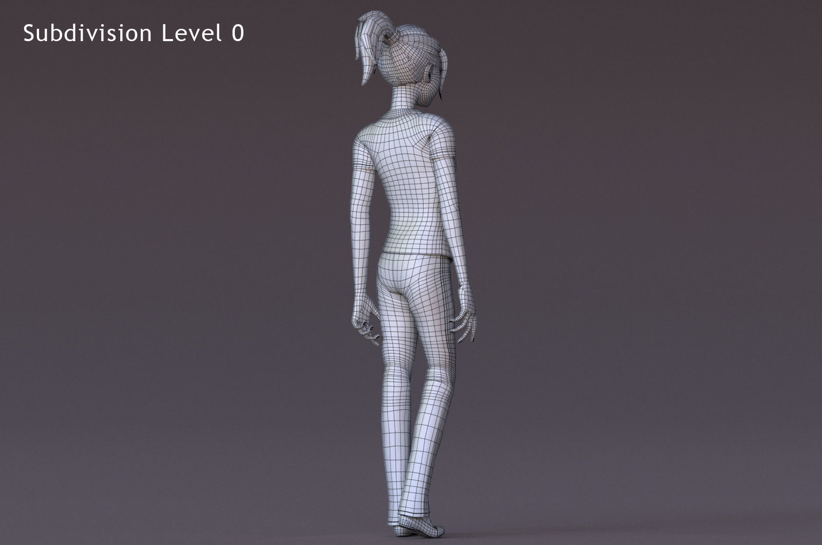 Violet cartoon girl V4  Low-poly 3D model_15