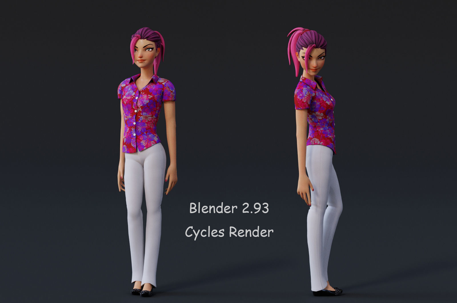 Violet cartoon girl V4  Low-poly 3D model_10