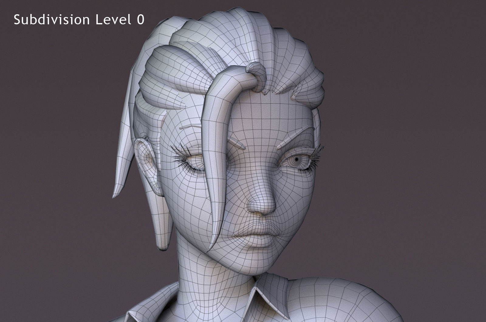 Violet cartoon girl V4  Low-poly 3D model_16