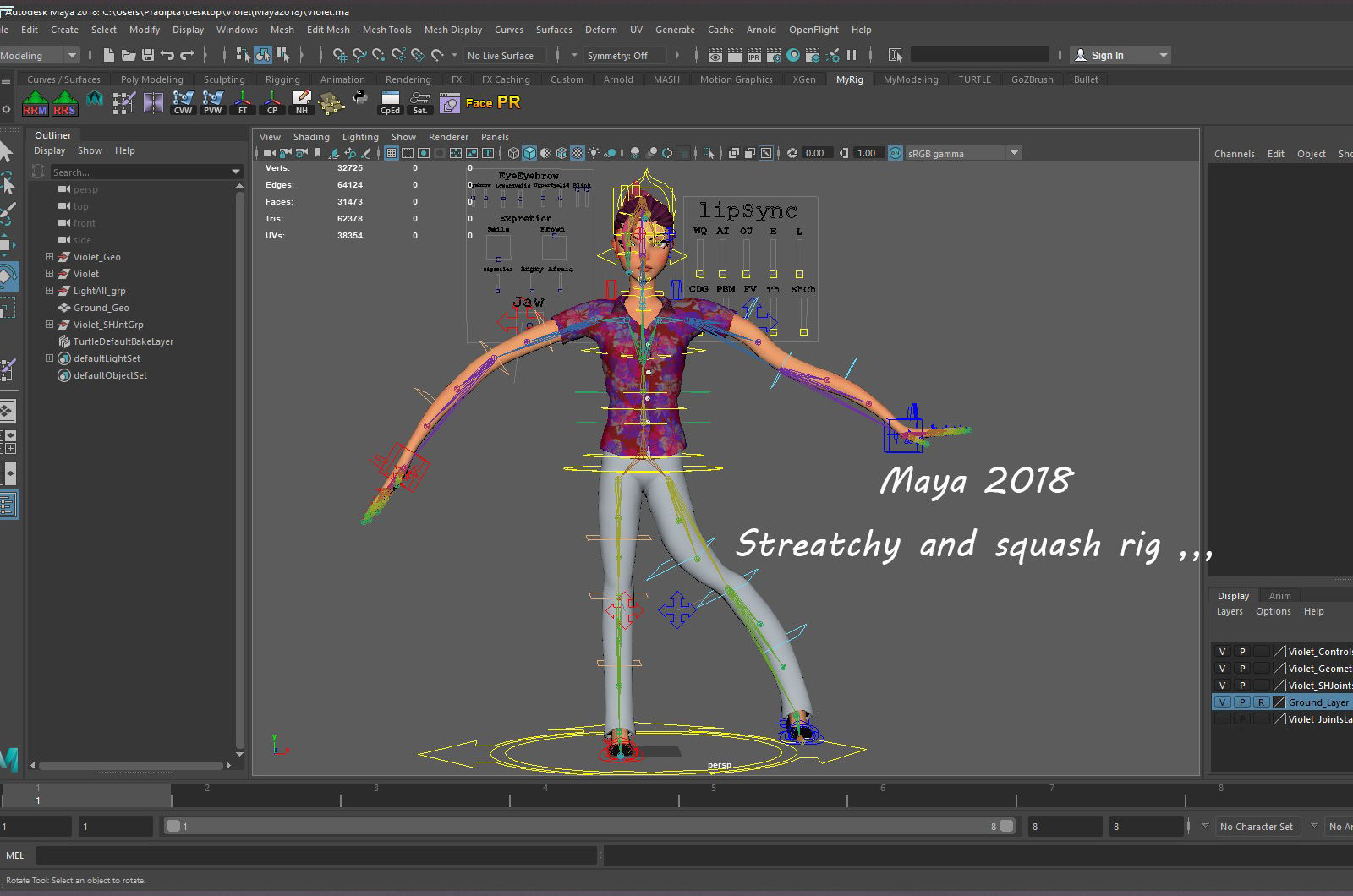 Violet cartoon girl V4  Low-poly 3D model_23