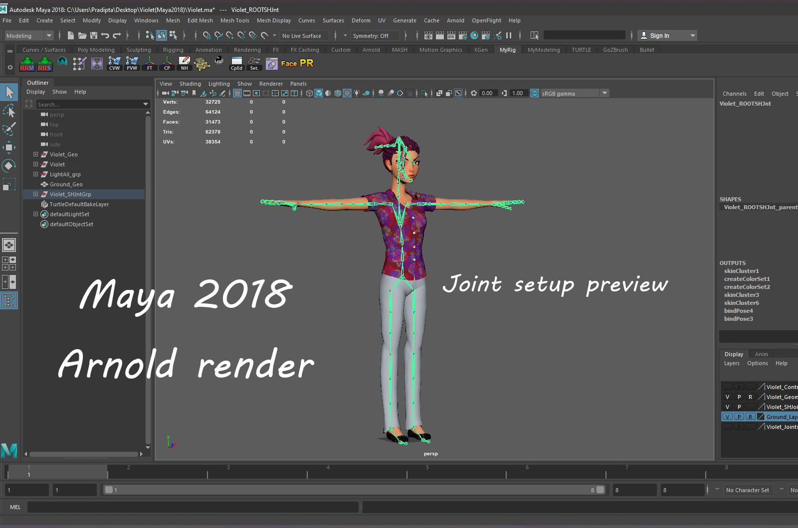 Violet cartoon girl V4  Low-poly 3D model_22