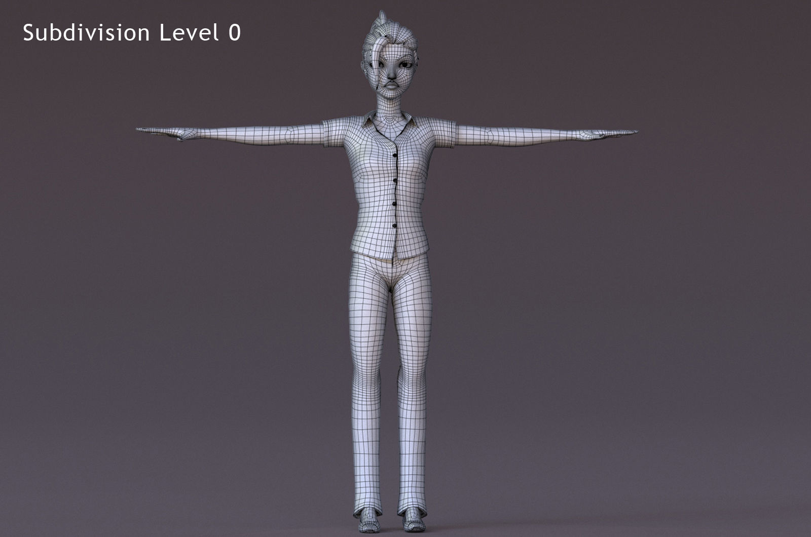 Violet cartoon girl V4  Low-poly 3D model_13