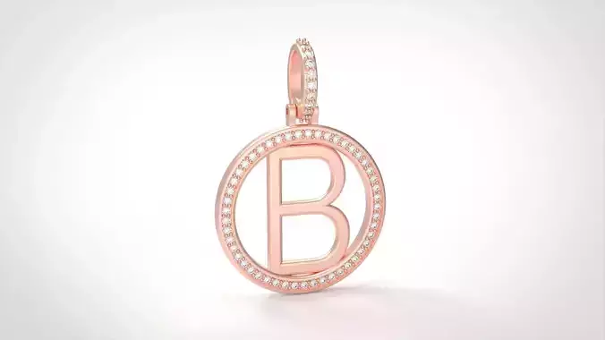 Model 471 Alphabets Necklace  The Letter B Circle Diamond 3D print model