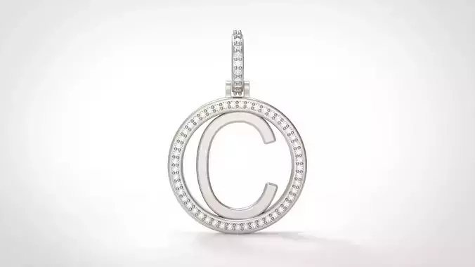 Model 472 Alphabets Necklace  The Letter C Circle Diamond 3D print model