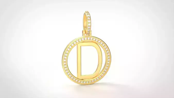 Model 473 Alphabets Necklace  The Letter D Circle Diamond 3D print model
