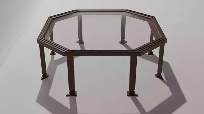 Wooden Octagonal Table Low-poly 3D model