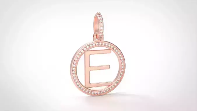 Model 474 Alphabets Necklace  The Letter E Circle Diamond 3D print model