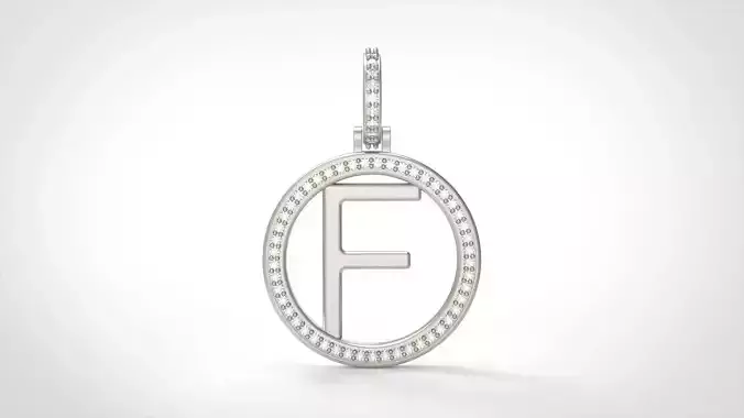 Model 475 Alphabets Necklace  The Letter F Circle Diamond 3D print model