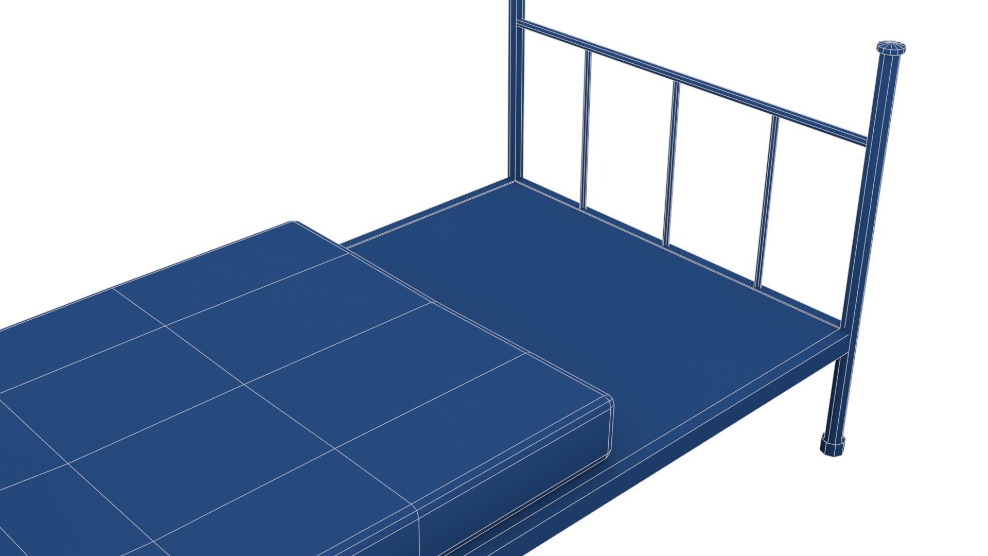 Old Dirty Single Bed 2 Low-poly 3D model_28