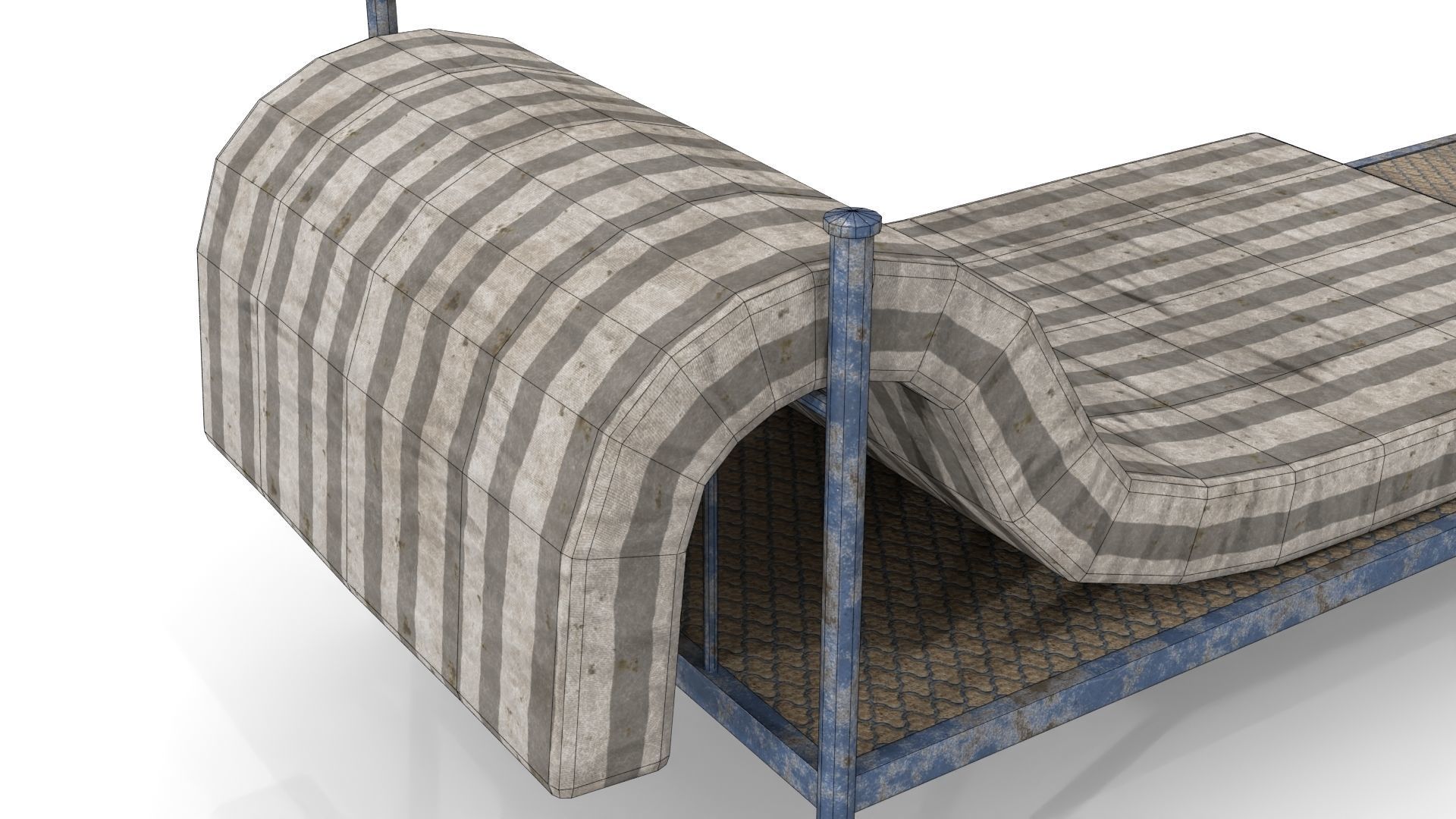 Old Dirty Single Bed 2 Low-poly 3D model_19