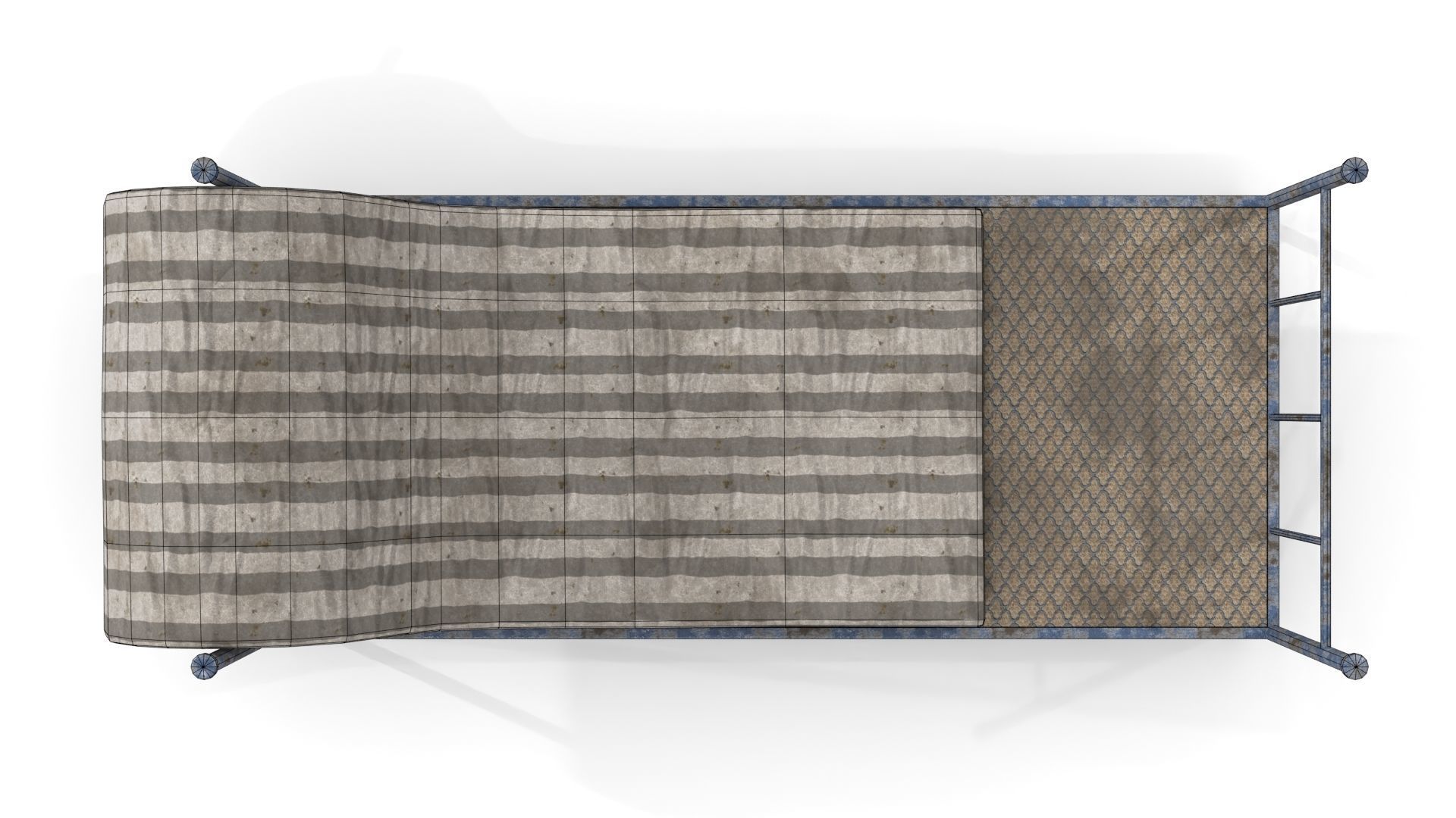 Old Dirty Single Bed 2 Low-poly 3D model_14