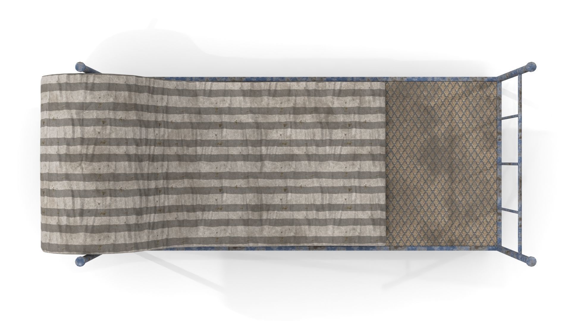 Old Dirty Single Bed 2 Low-poly 3D model_4