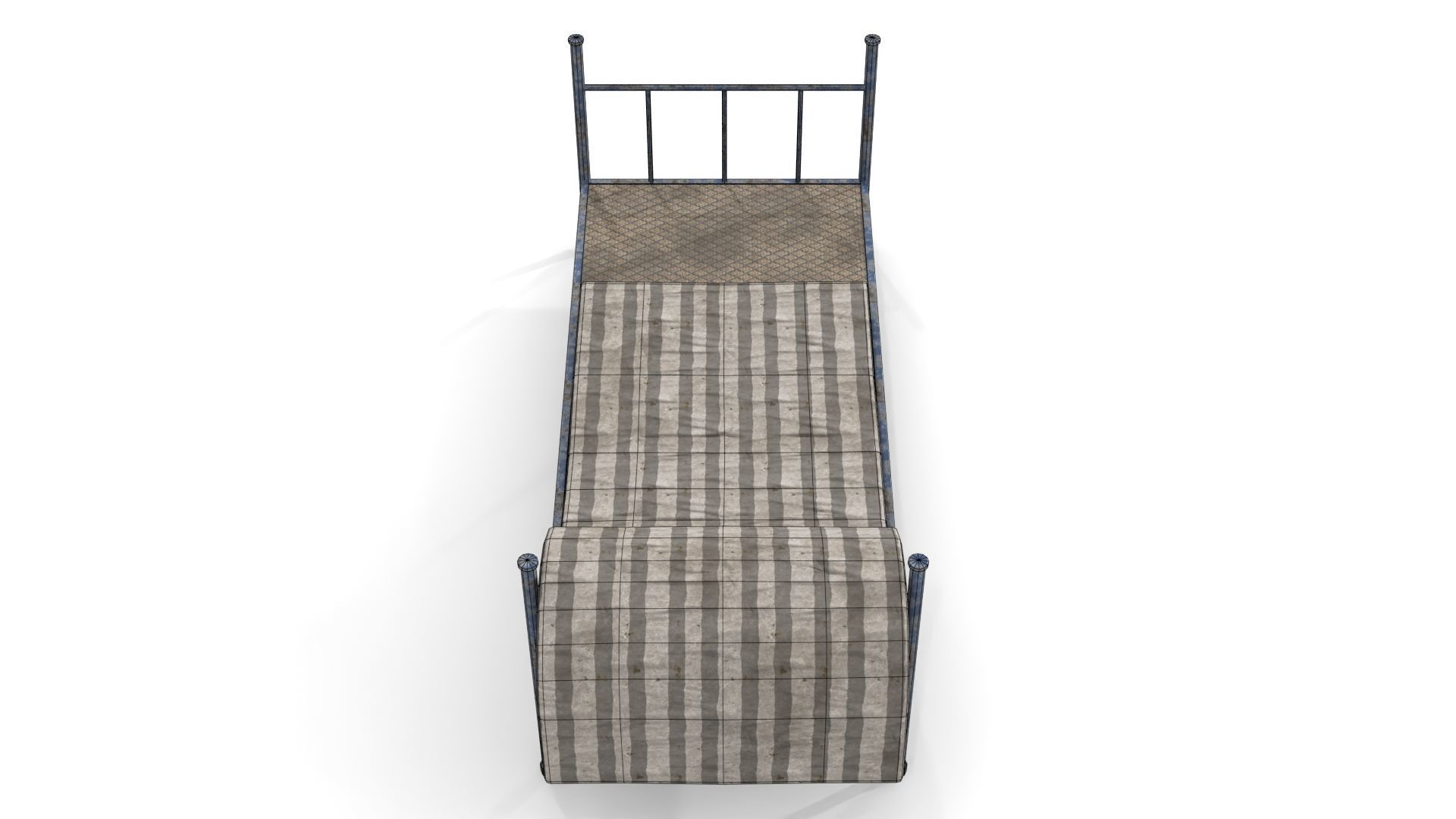 Old Dirty Single Bed 2 Low-poly 3D model_15