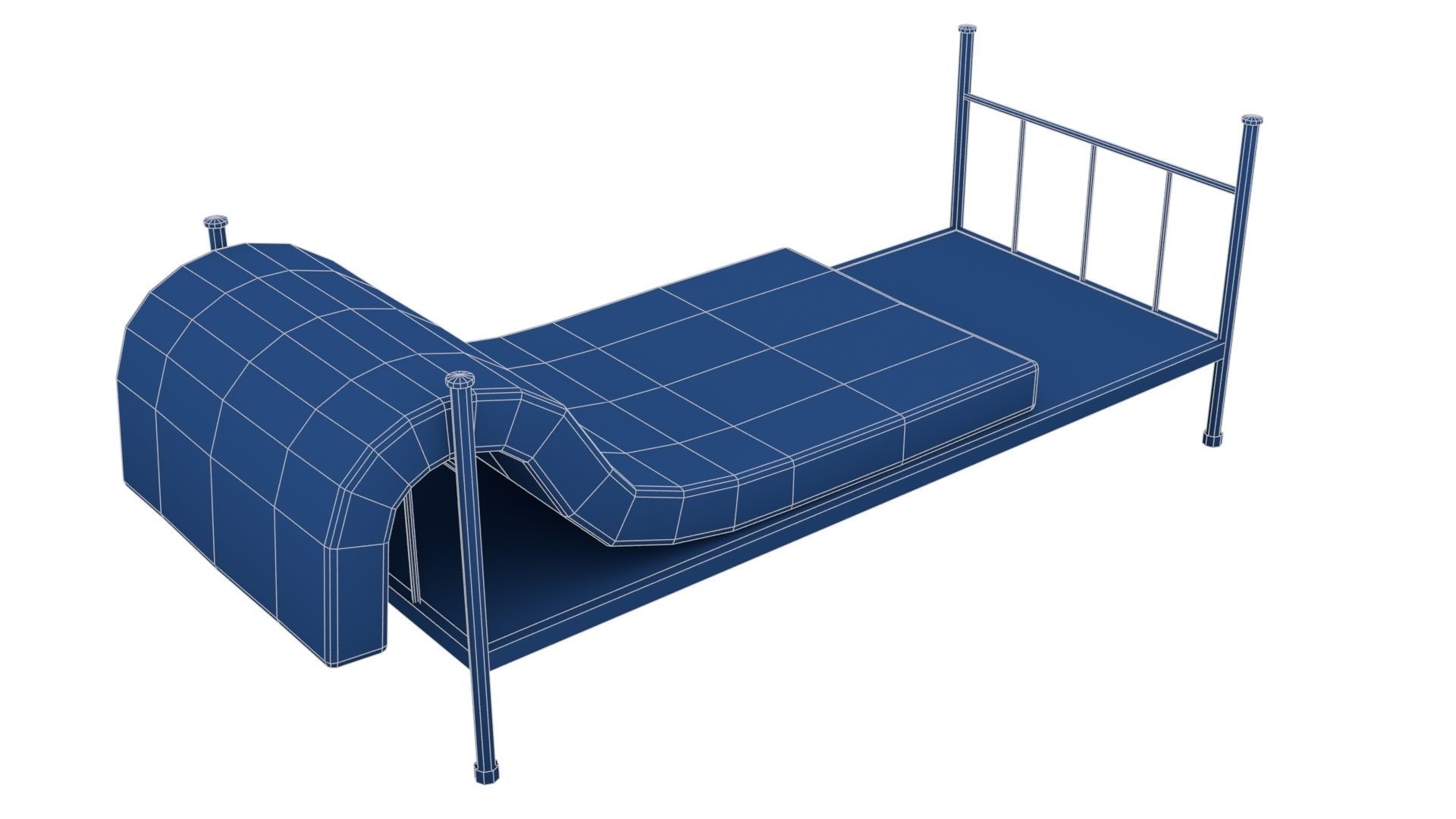 Old Dirty Single Bed 2 Low-poly 3D model_20