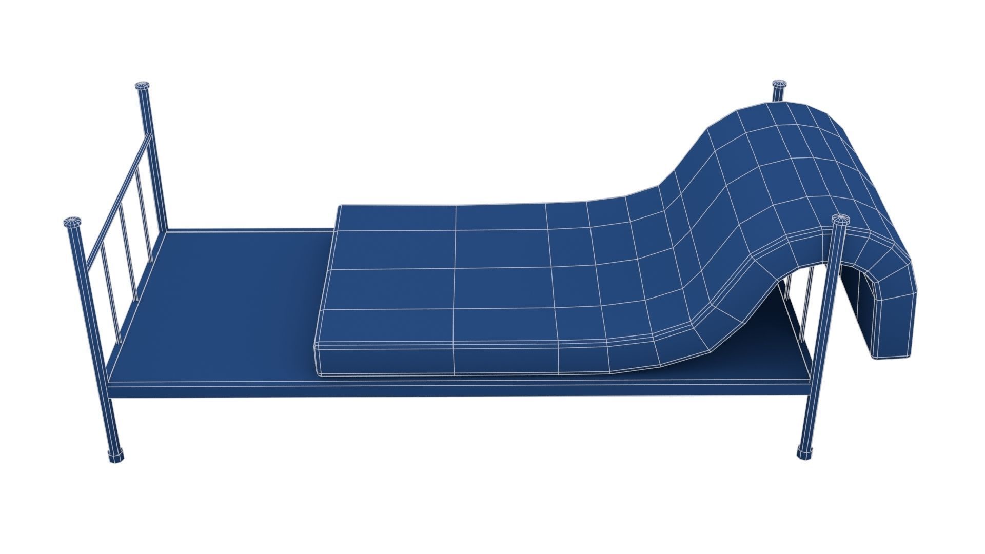 Old Dirty Single Bed 2 Low-poly 3D model_23