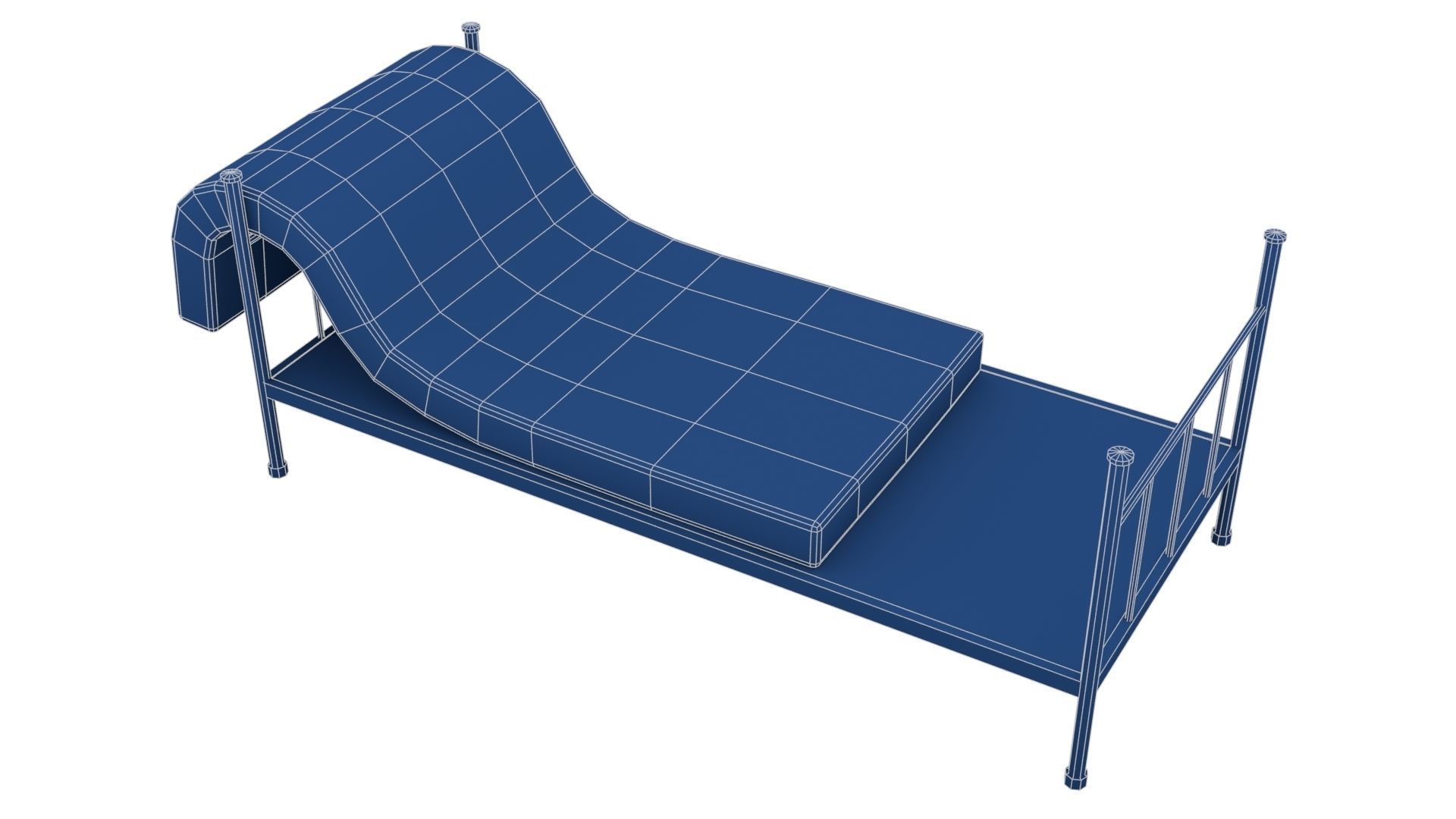 Old Dirty Single Bed 2 Low-poly 3D model_27