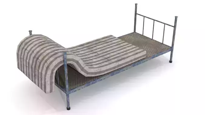 Old Dirty Single Bed 2 Low-poly 3D model
