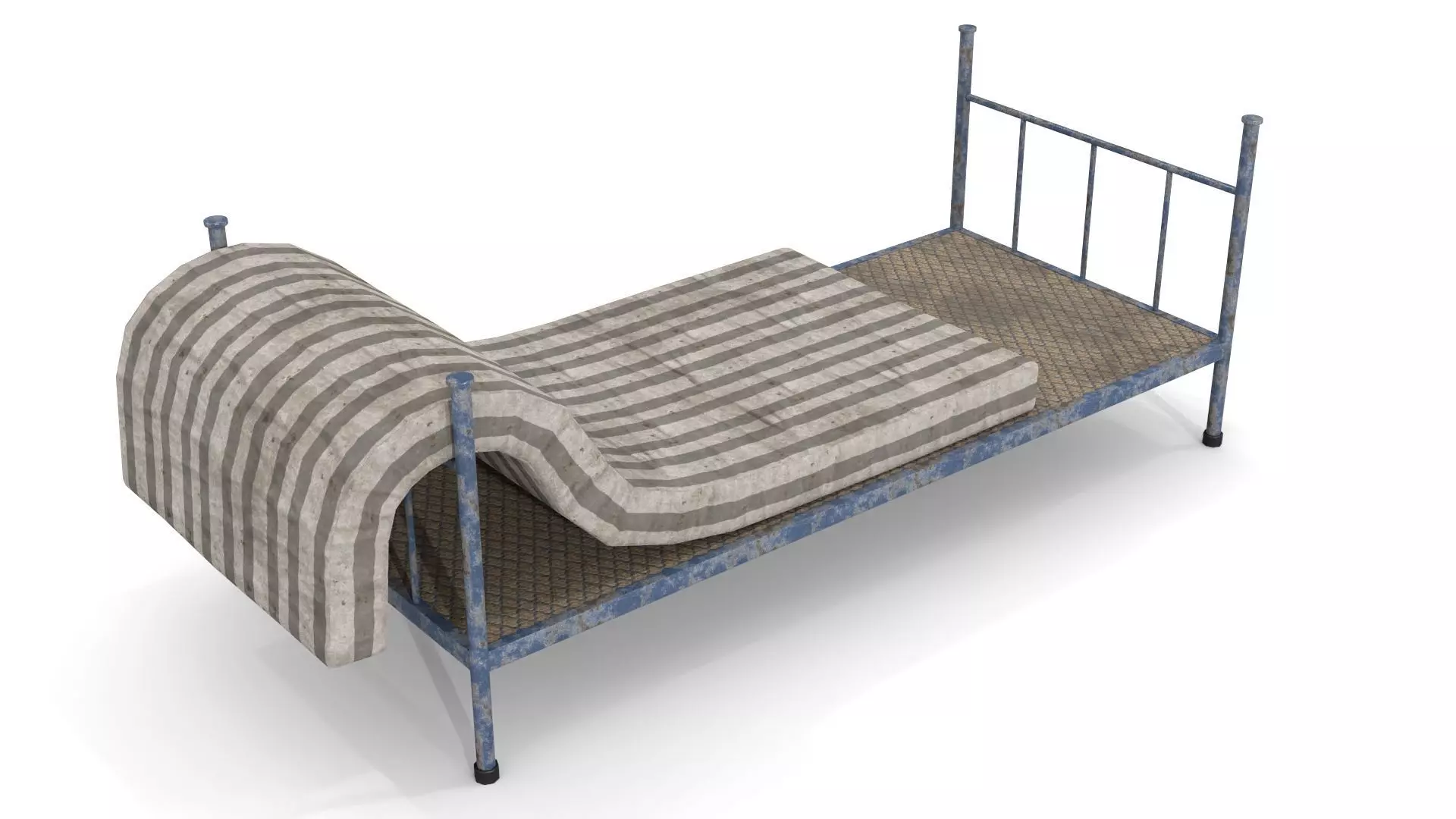 Old Dirty Single Bed 2 Low-poly 3D model_0