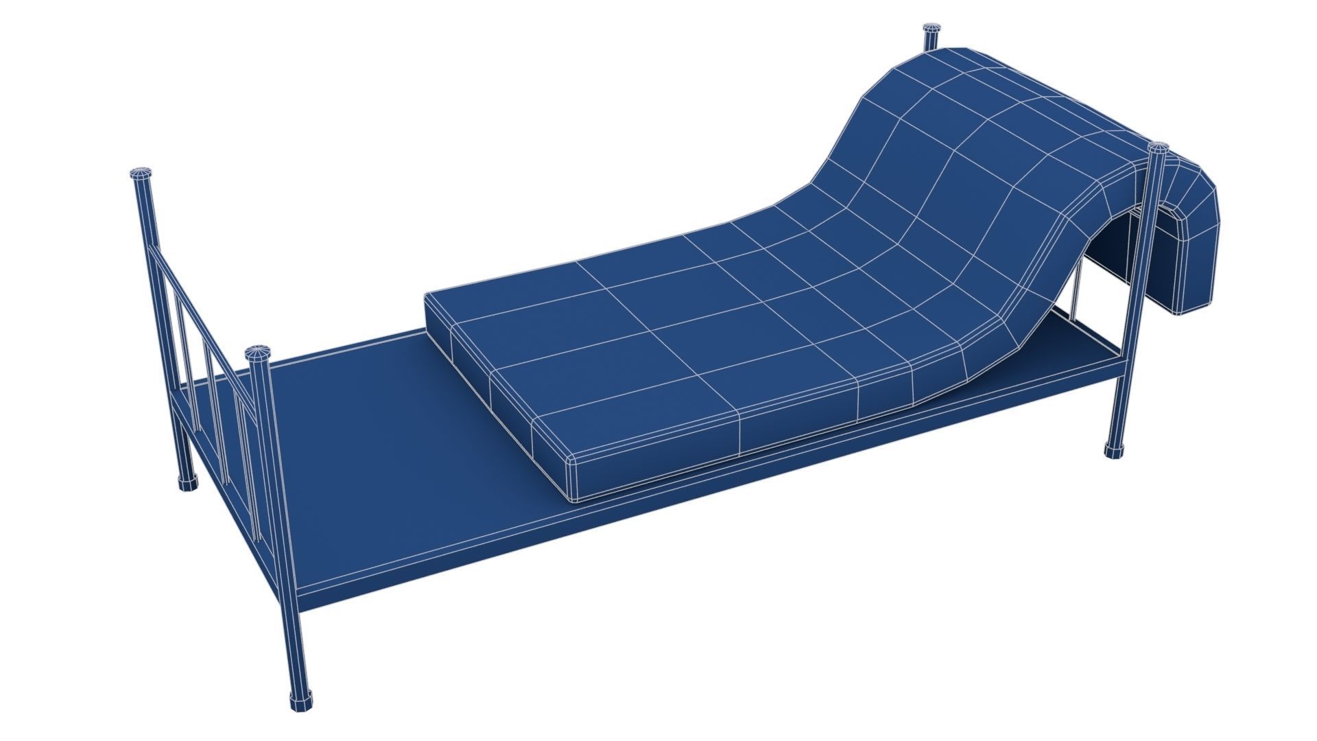 Old Dirty Single Bed 2 Low-poly 3D model_26