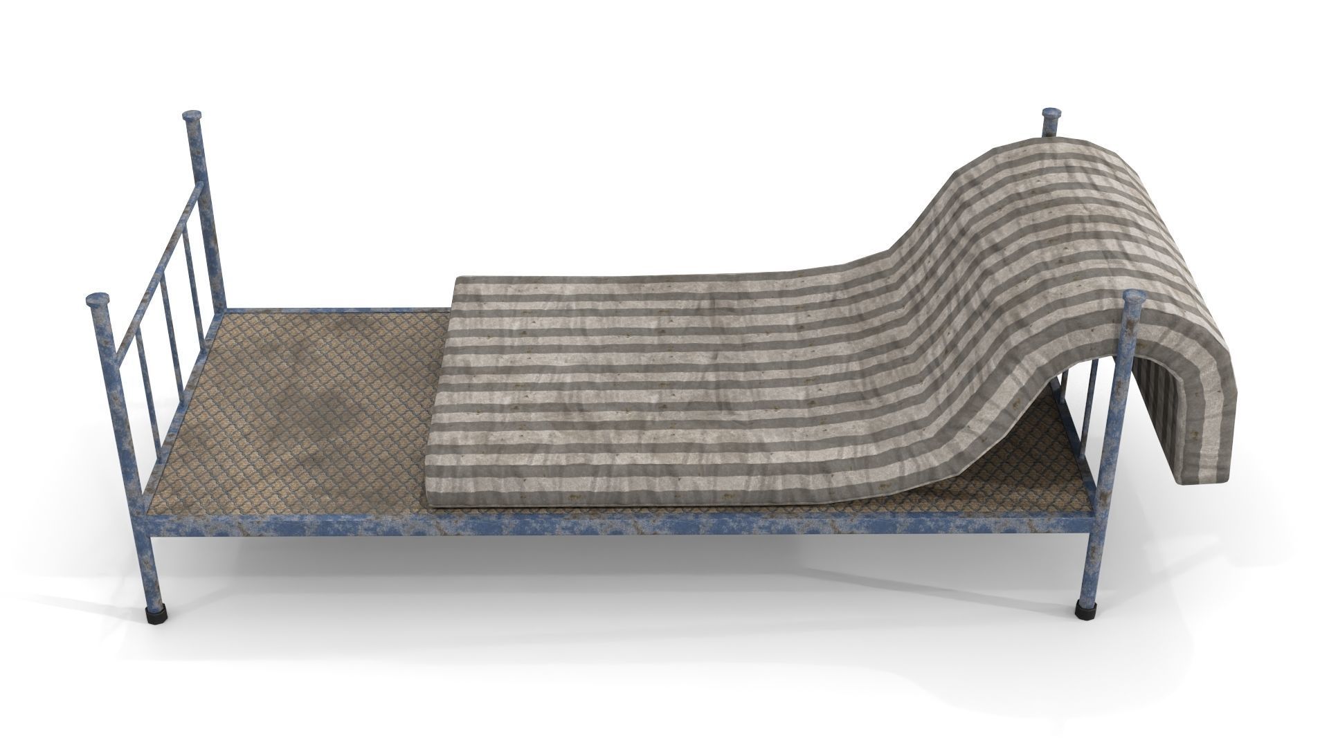 Old Dirty Single Bed 2 Low-poly 3D model_3