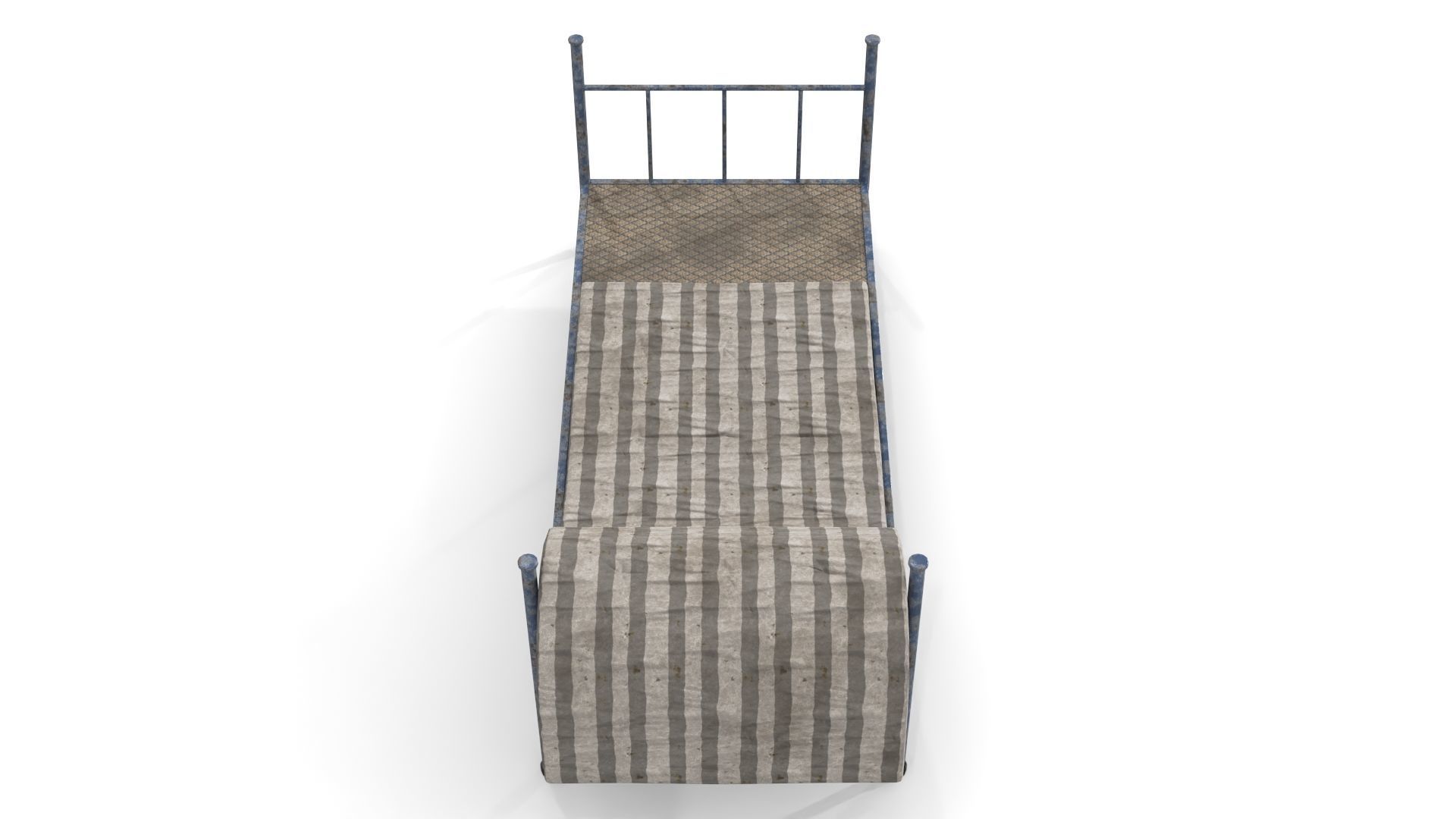 Old Dirty Single Bed 2 Low-poly 3D model_5